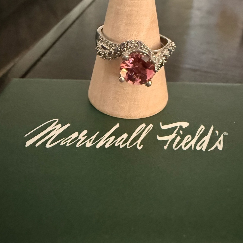 Vintage Ruby Sapphire and diamond ring 14k white gold sz 8 - Picture 4 of 10